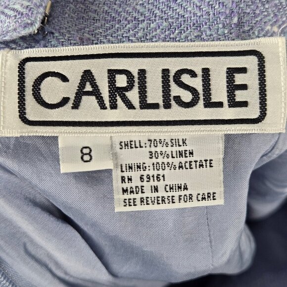 Carlisle Size 8 Blue Pencil Skirt Silk/Linen Blend Hidden Back Zip Walking Slit - Picture 7 of 10